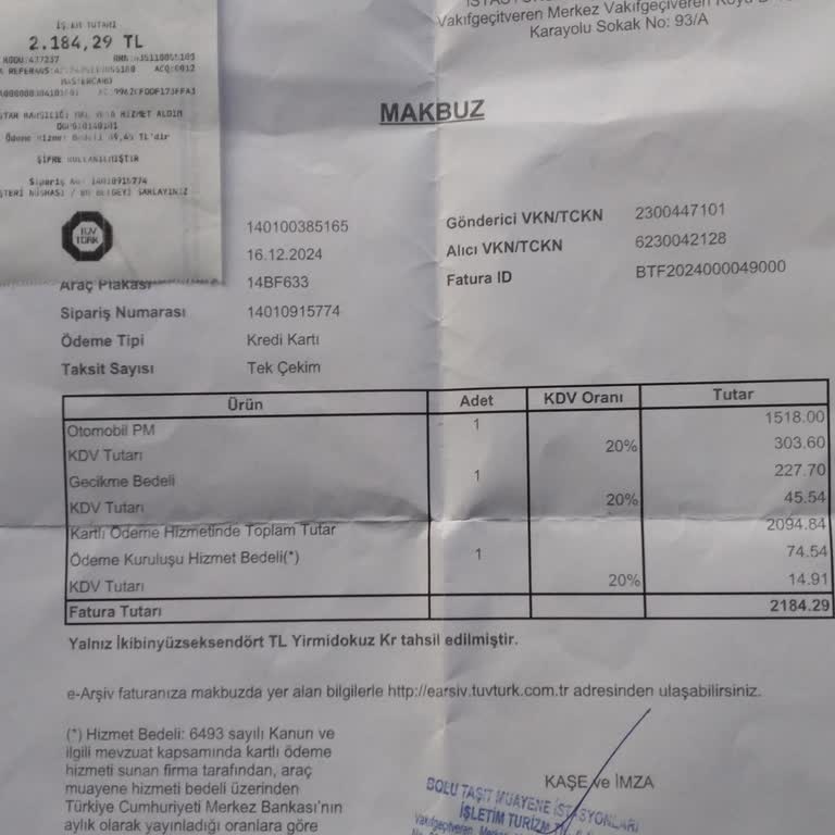 Araç Muayene İstasyonunda Haksız Kart Komisyonu Kesintisi