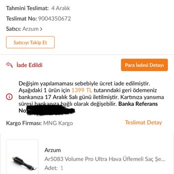 Yanlış Ürün Gönderimi Ve Yetersiz Müşteri Hizmeti