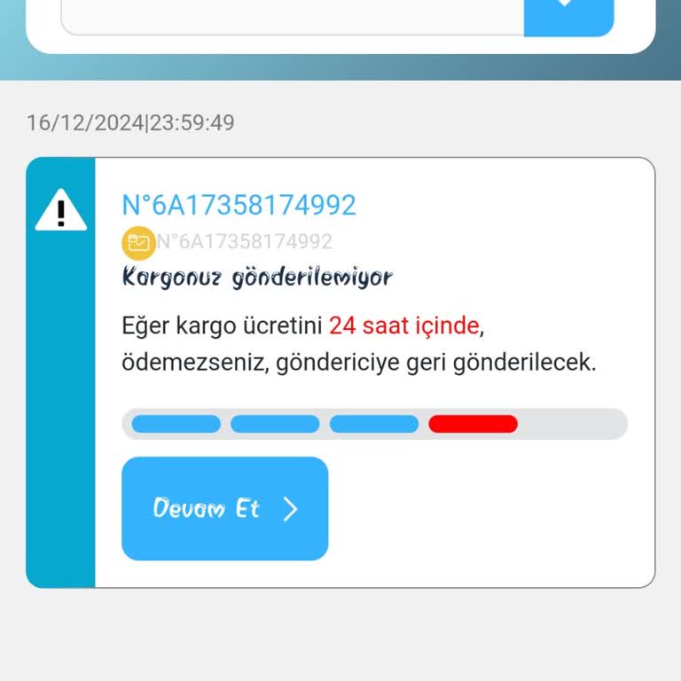 Paket Teslim Hizmetleri Yanıltıcı Mesaj Gönderimi!