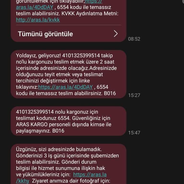 Aras Kargo'nun Yanlış Teslimat Bildirimleri Ve İletişim Sorunları