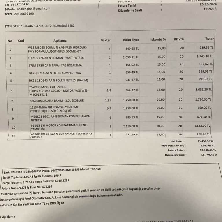 Bakımda Ekstra Ücret Ve Eksik Hizmet Sorunu