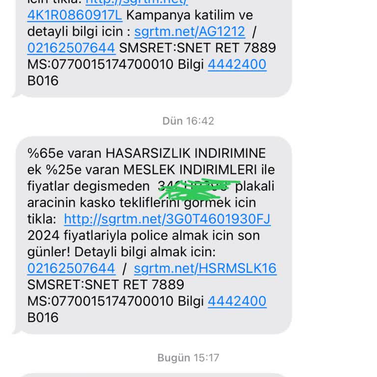 Yanlış Kasko Teklifleri Ve Sürekli Mesajlar