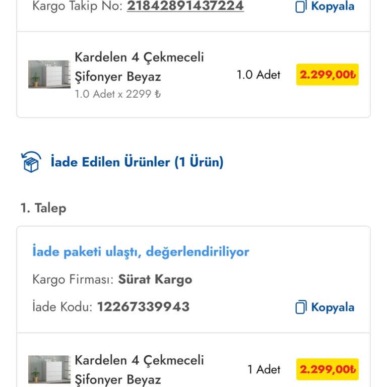 Şifonyer İade Sürecinde Yaşanan Zorluklar Ve Eksik Destek