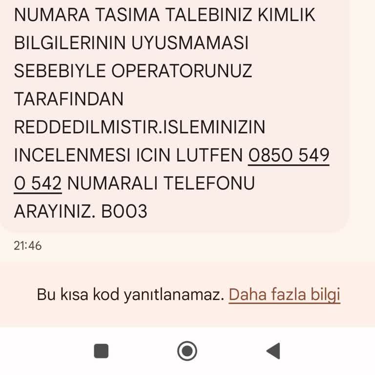 Kimlik Bilgisi Uyuşmazlığıyla Reddedilen Hat Taşıma Talebi