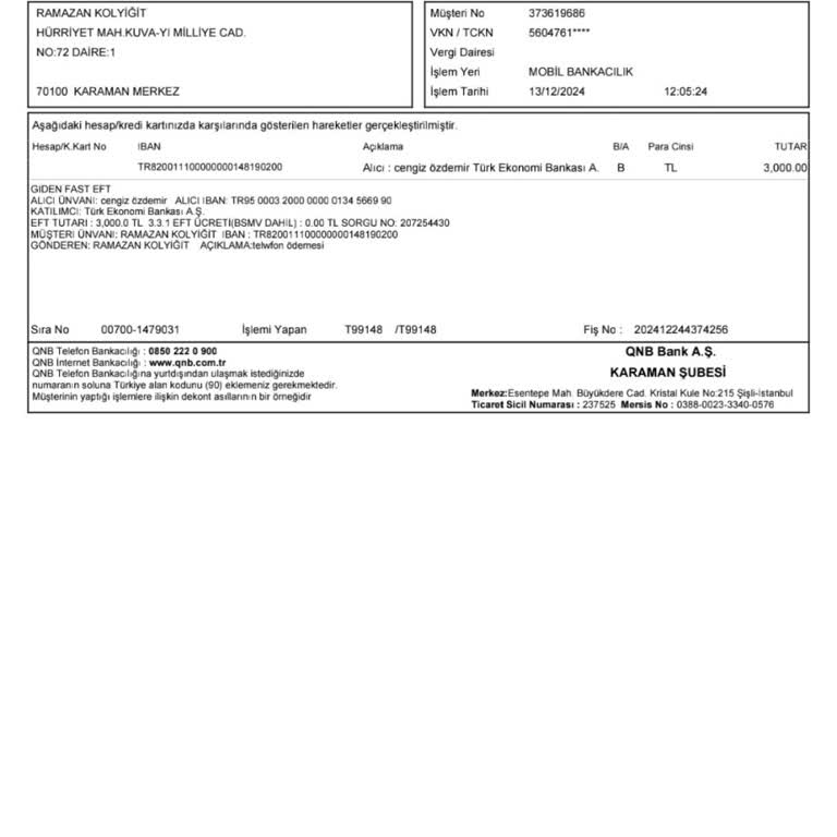 Eksik Soyisim Yüzünden Para Transferi Sorunu