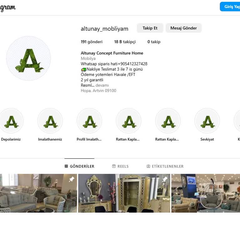 Altunay Mobilya Instagram Hesabı Siparişimi Göndermedi