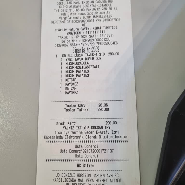 Denizli Horizon Garden'da Naylonlu Tavuk Dürüm Şoku