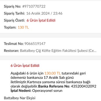 Gece Siparişinde Yaşanan Teslimat Sorunu Ve İletişim Eksikliği