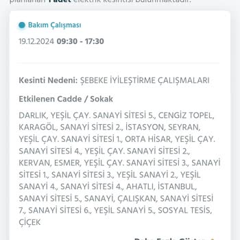 Uzayan Elektrik Kesintisi Mağduriyeti