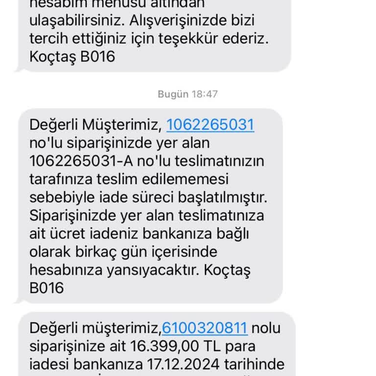 Koçtaş'ta İptal Edilen Sipariş Ve Yetersiz Müşteri Hizmeti