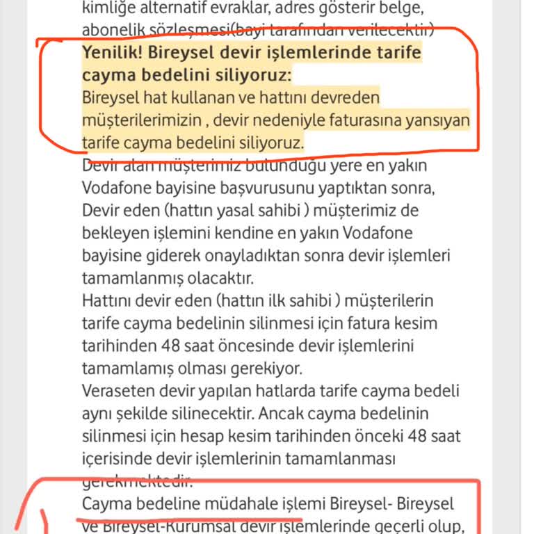 Vodafone Taahhüt Cayma Bedeli Mağduriyeti