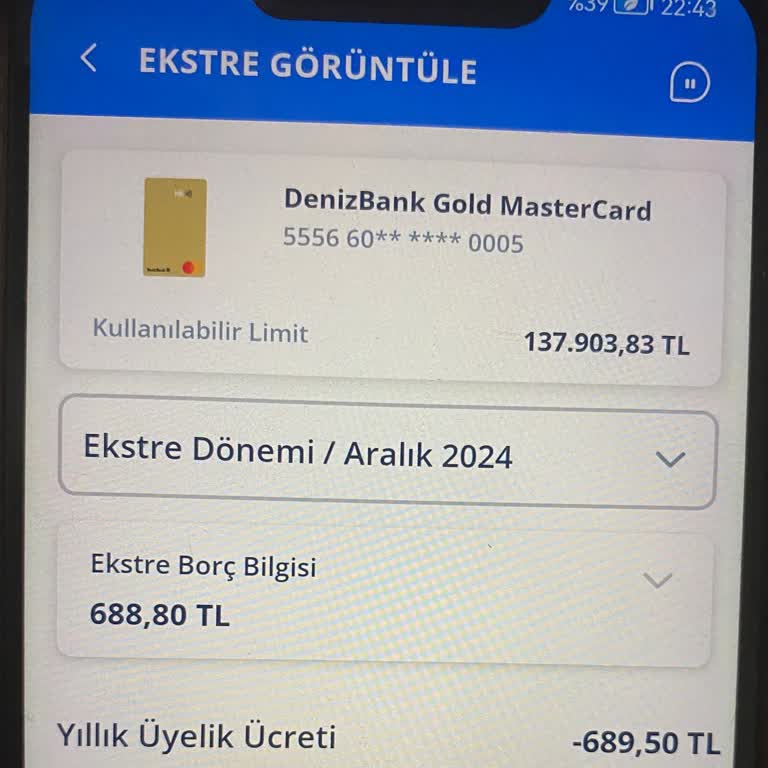 Denizbank Haksız Kart Aidatı Kesintisi!
