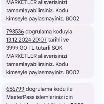 Şok Sanal Market'te Bilgim Dışında Yapılan İşlemler