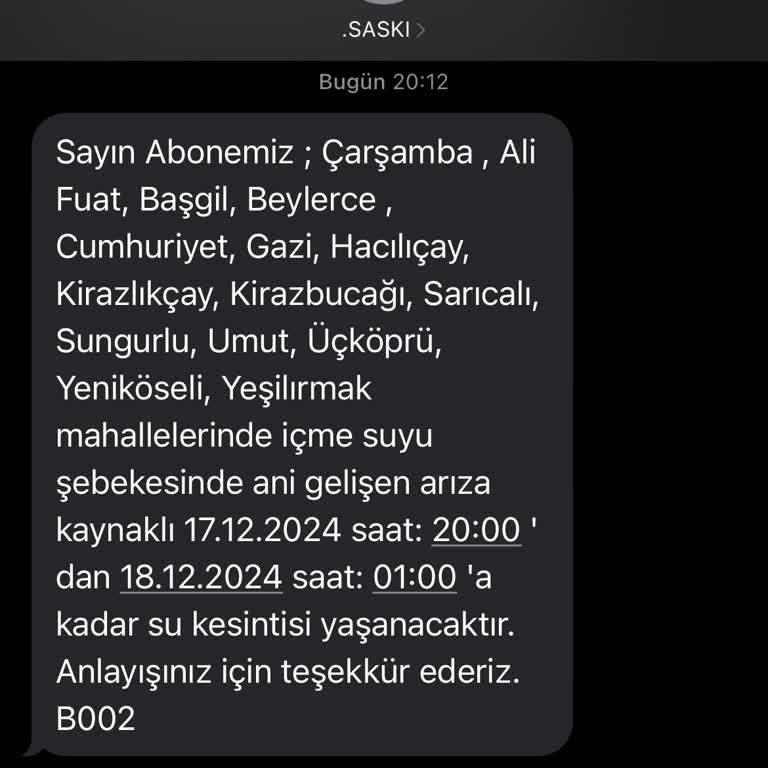 Sürekli Su Kesintileri Ve Yetersiz Hizmet