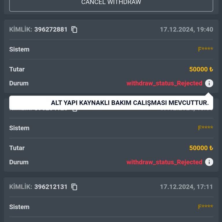 Enzabet Çekim Taleplerim Sürekli İptal Ediliyor