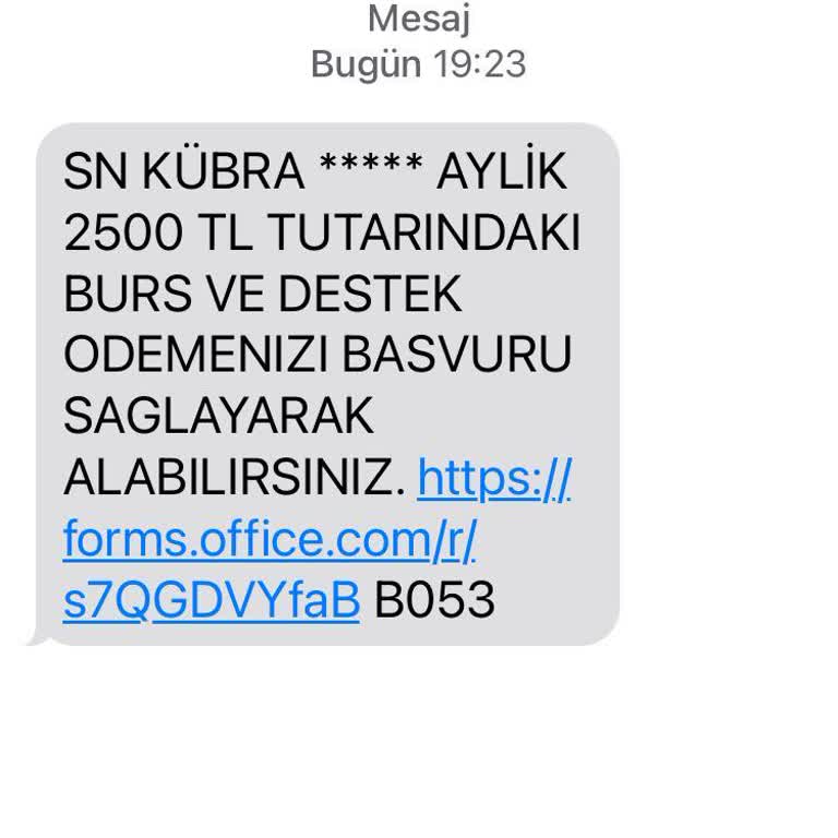 Şüpheli Burs Mesajı Ve Güvenlik Endişesi