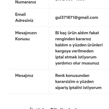 Ürün İptalinde Yaşanan Sorun