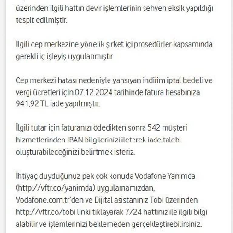 Vodafone İşlem Hatası: Evrak Eksikliği Ve Yüksek Fatura Sorunu
