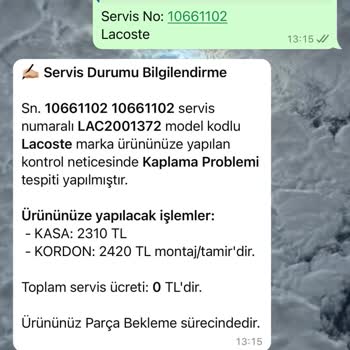 Lacoste Saat İade Sorunu