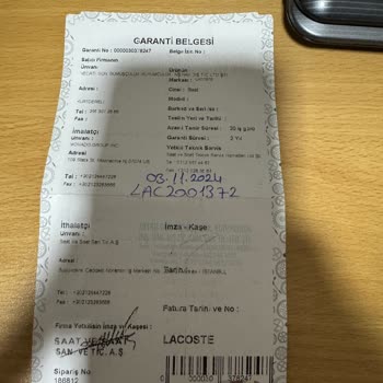 Lacoste Saat İade Sorunu