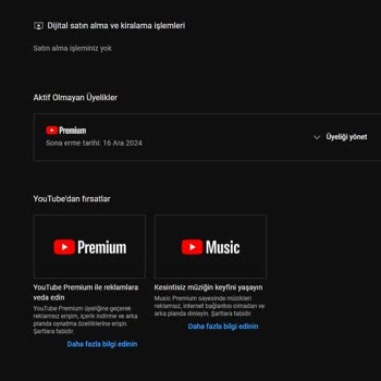 Youtube.com Ödeme Yapıldı, Premium Üyelik Aktif Değil!
