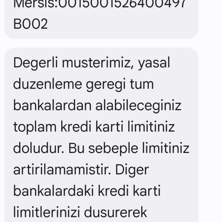 Kredi Kartı Limit Artışı Sorunu