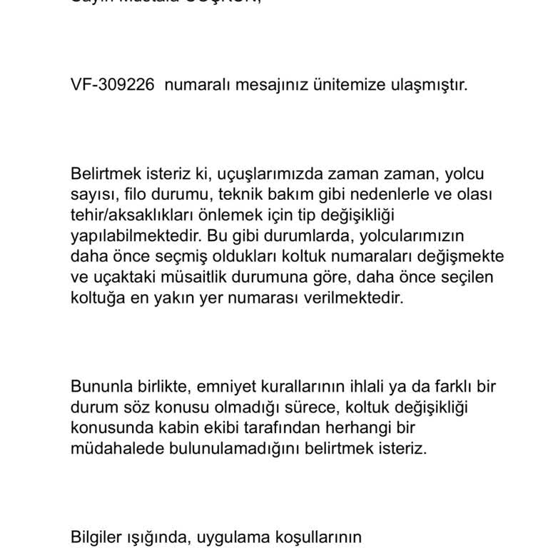 Ekstra Ücretle Alınan Koltuklar Kullanılamadı