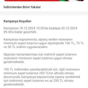 Trendyol Yemek Siparişinde Kampanya Sorunu