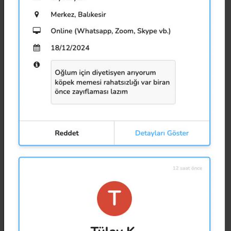 Taleplerin Filtrelenmesi İçin Buton Eksikliği