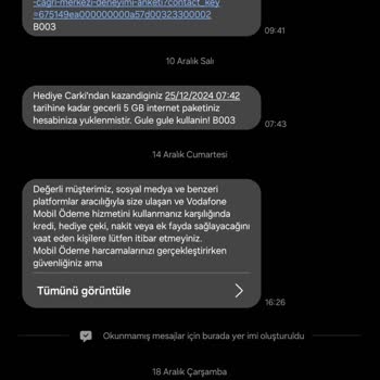 Vodafone Taahhüt Süresi Sonrası Faturalandırma Sorunu