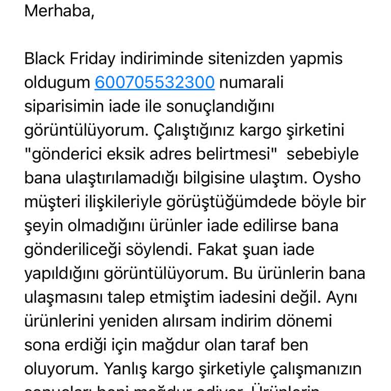 Black Friday Alışverişinde Oysho Mağduriyeti