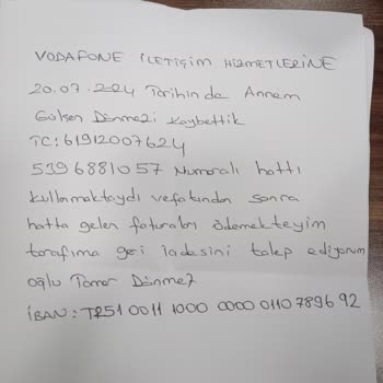 Vefat Eden Annemin Hattı İçin Fatura İadesi Talebi