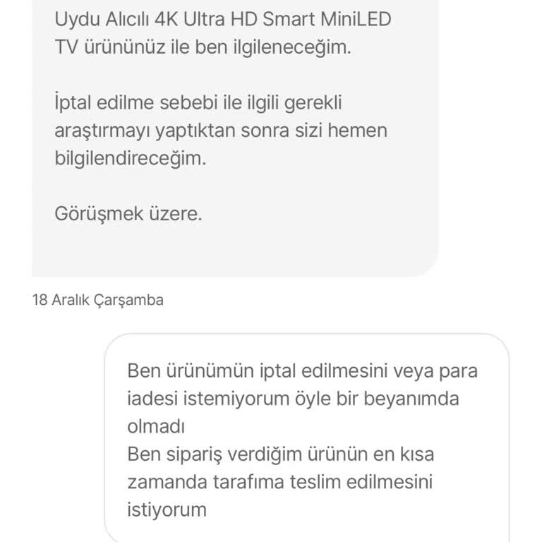 Yanlış İptal Edilen Sipariş Ve Fiyat Farkı Mağduriyeti