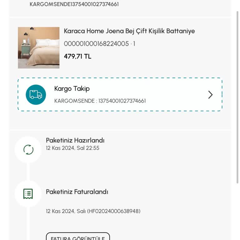 Kargoda Kaybolan Battaniye Ve İptal Edilen Kek Fanusu