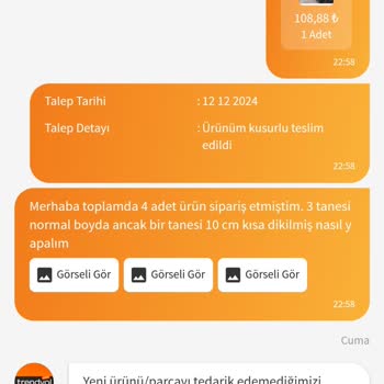 Trendyol'dan Kusurlu Ürün Ve Yetersiz Müşteri Hizmeti