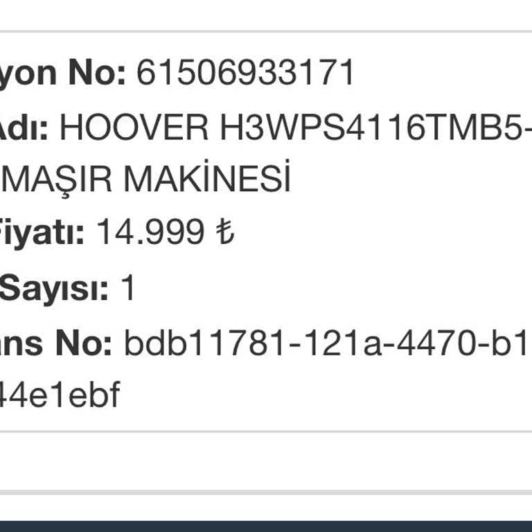Çamaşır Makinesi Siparişim İptal Edildi Ve Ücret İadesi Yapılmadı