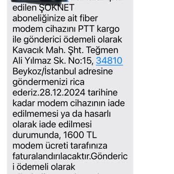 Modem İadesi Ve Haksız Ücret Talebi