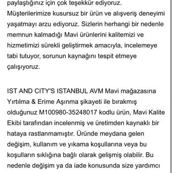 Mavi'den Alınan Üründe İlk Kullanımda Tüylenme Şoku