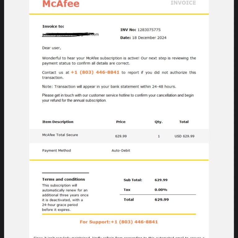 Mcafee'den İzinsiz Üyelik Ve Ödeme Talebi Şoku