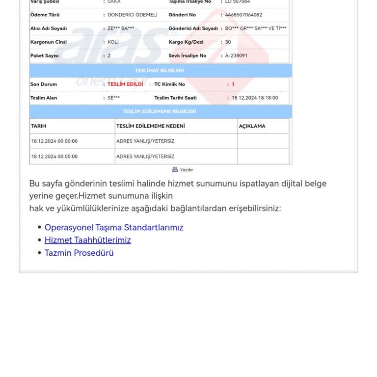 Aras Kargo Paketim Başka Adrese Bırakılmış!