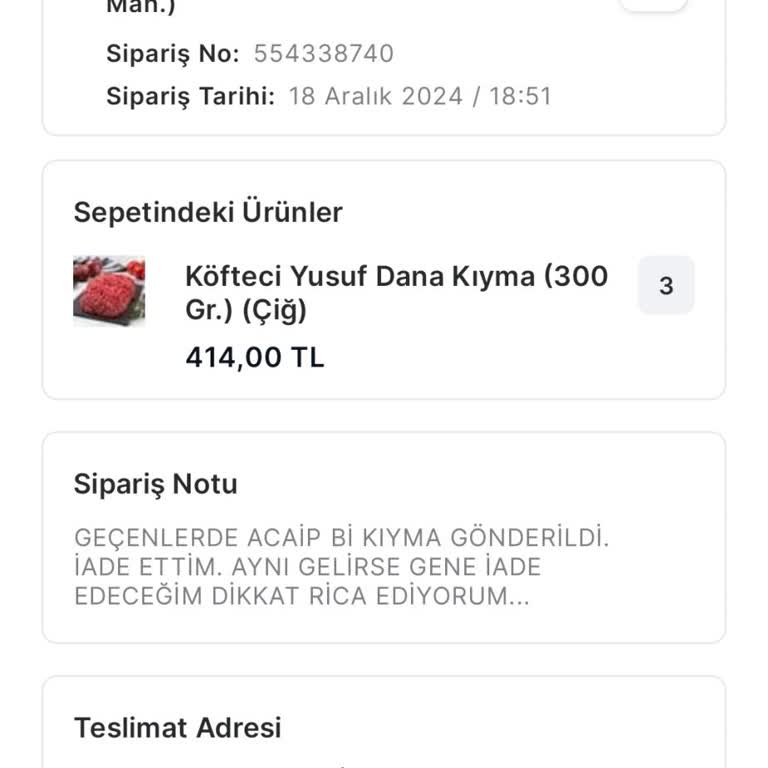 Yanlış Sipariş İptalinde Müşteri Hizmetleri Sorunu