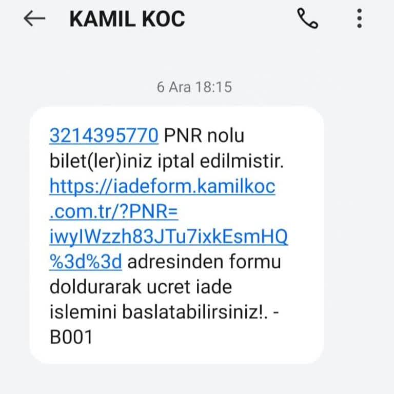 Kamil Koç'tan İptal Edilen Sefer Ve Geciken Ücret İadesi Sorunu