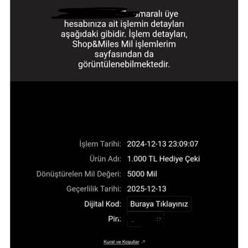 Hediye Kartı Numarası Eksikliği Mağduriyeti