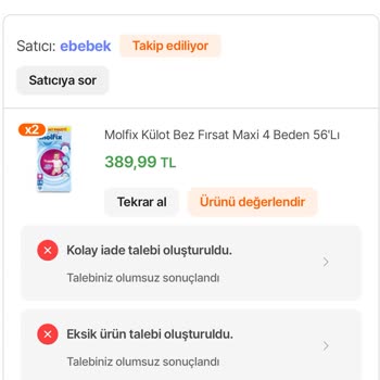 Eksik Ürün Teslimatı Ve Yetersiz Müşteri Hizmeti