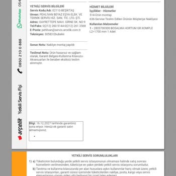 Arçelik Servis Hatası Ve Maddi Zarar