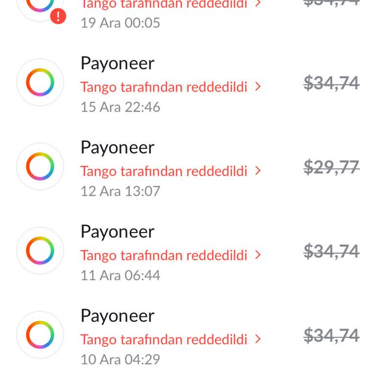 Tango Hesabımdan Payoneer'a Para Çekme Sorunu