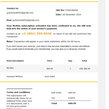 İzinsiz McAfee Ödemesi Ve Yanıltıcı Üyelik Bildirimi