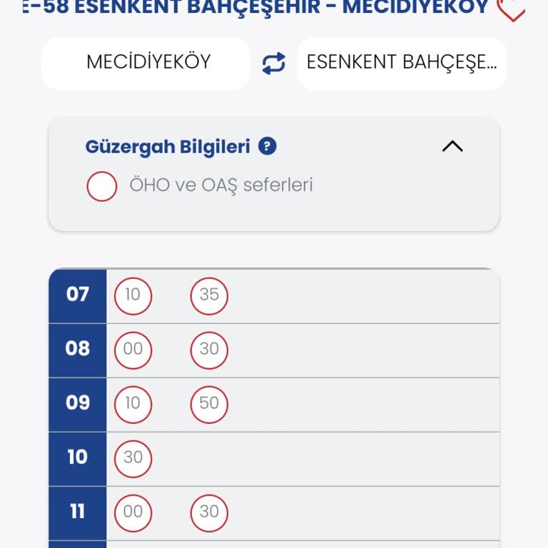 E-58 Otobüs Sefer Saatlerindeki Değişiklik Mağduriyeti