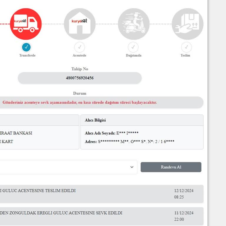 Kuryenet İletişim Sorunu Ve Teslim Edilmeyen Banka Kartı