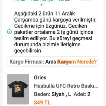 Aras Kargo Ürün Teslimatında Sürekli Sorun Yaşıyorum